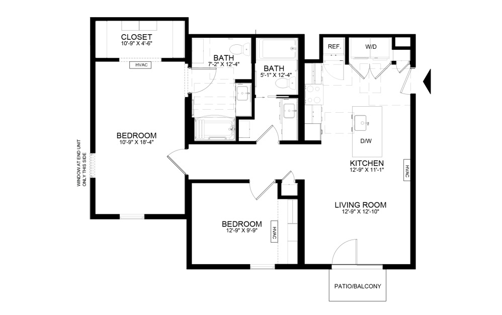 Floorplan of a 2 Bed Apartment Home