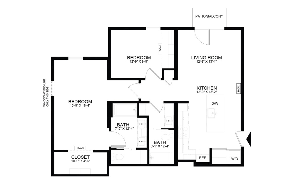 Floorplan of a 2 Bed Apartment Home