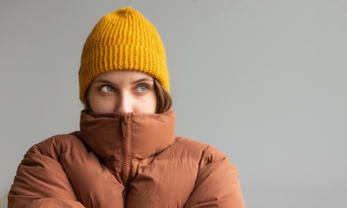Woman bundled up from the cold